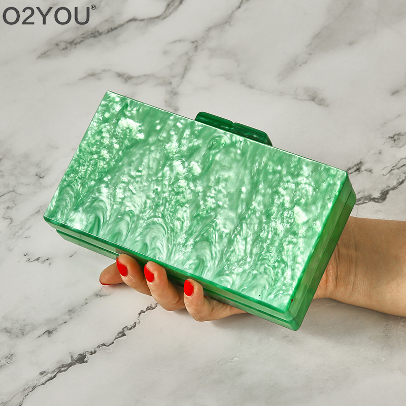 Solid Black Acrylic Box Clutches Mirror Women Day Clutches Bags Ladies Envelope Evening Party Bag Designer Handbags Beach Obag