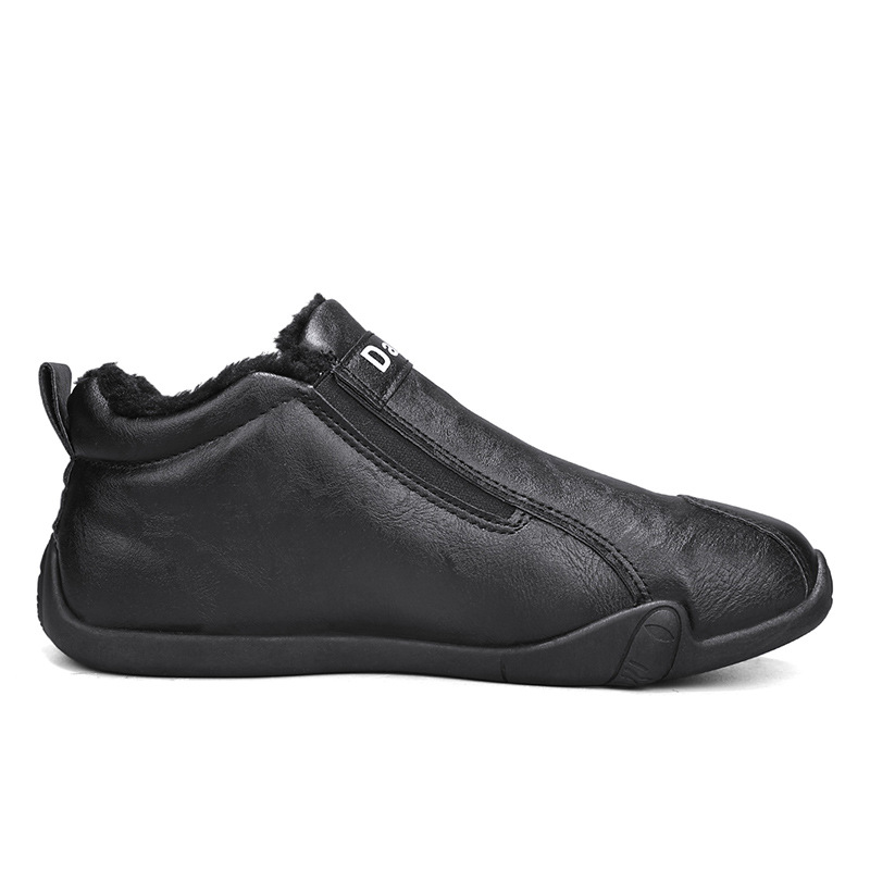 Men's New Velvet Fashionable Casual Warm Leather Shoes.