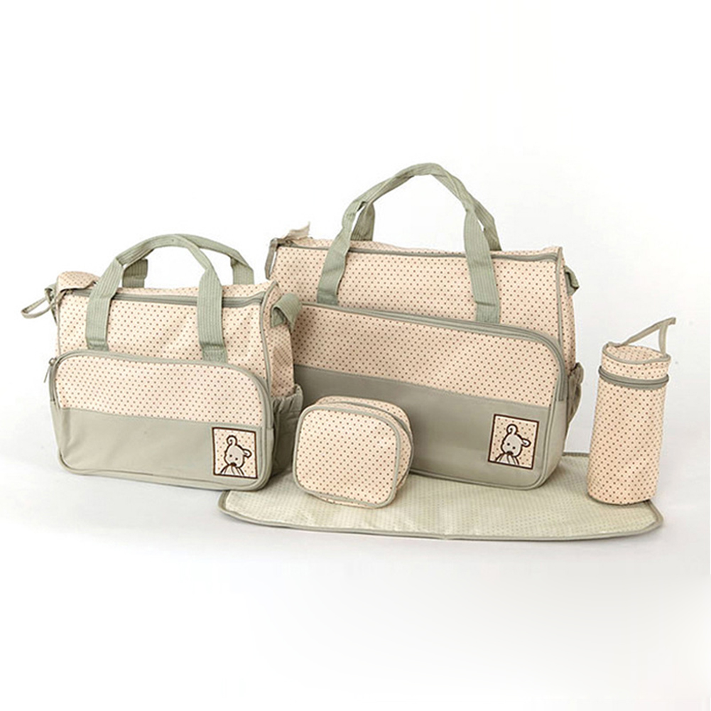 5Pcs/Set Nappy Bag Waterproof Large Capacity Stroller Baby Diaper Bag Multi-function Maternity Shoulder Travel Handbag