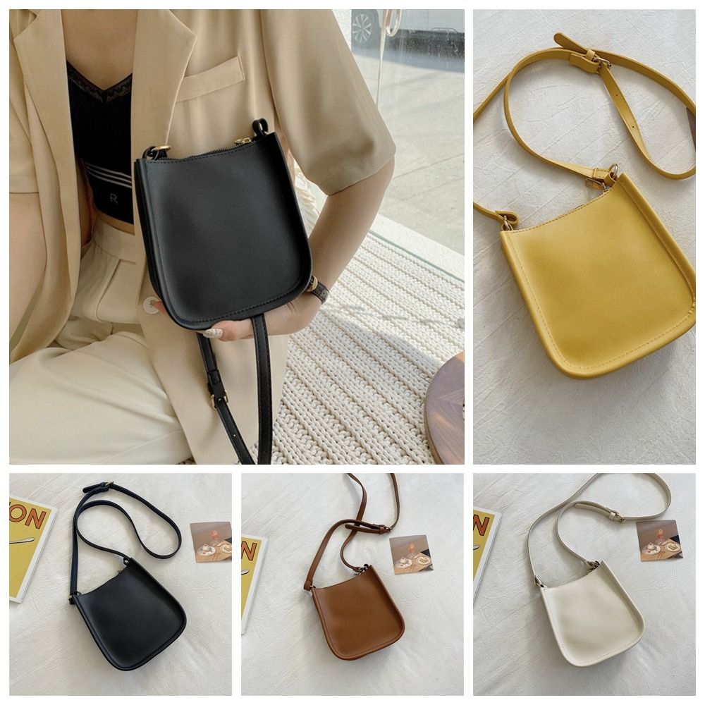Black Small Square Bag Simple Mobile Phone Bag Pu Leather Crossbody Bag Handbag White Shoulder Bag Outdoor