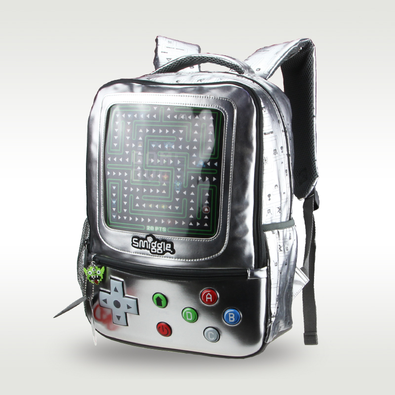 Australia Smiggle hot-selling original children's backpack cool backpack travel bag silver game console big schoolbag 16 inch
