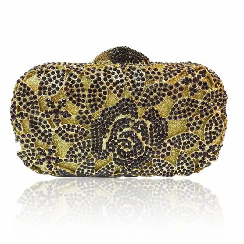 New Design Diamonds Beaded Flower Handbags Girls Elegant Wedding Purses Party Wedding Ladies Crossbody Shoulder Bag High Quality