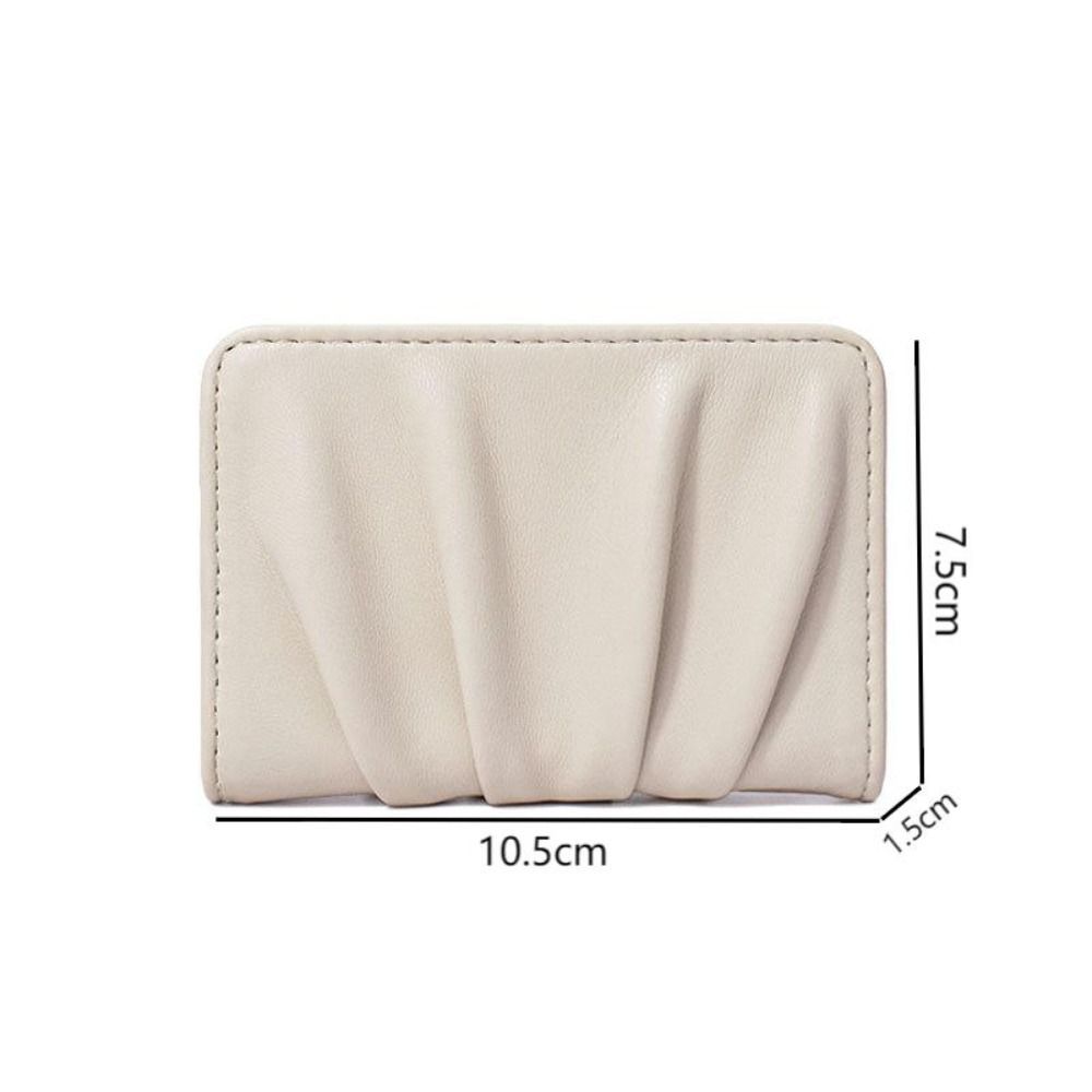 New Wrinkled Card Bag Anti Thief Solid Color Card Case Ultrathin PU Leather Short Purse Woman