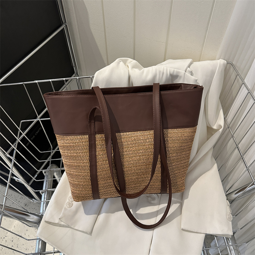 Fashion Rattan Women Shoulder Bags Wikcer Woven Female Handbags Large Capacity Summer Beach Straw Bags Casual Tote Purses 2023