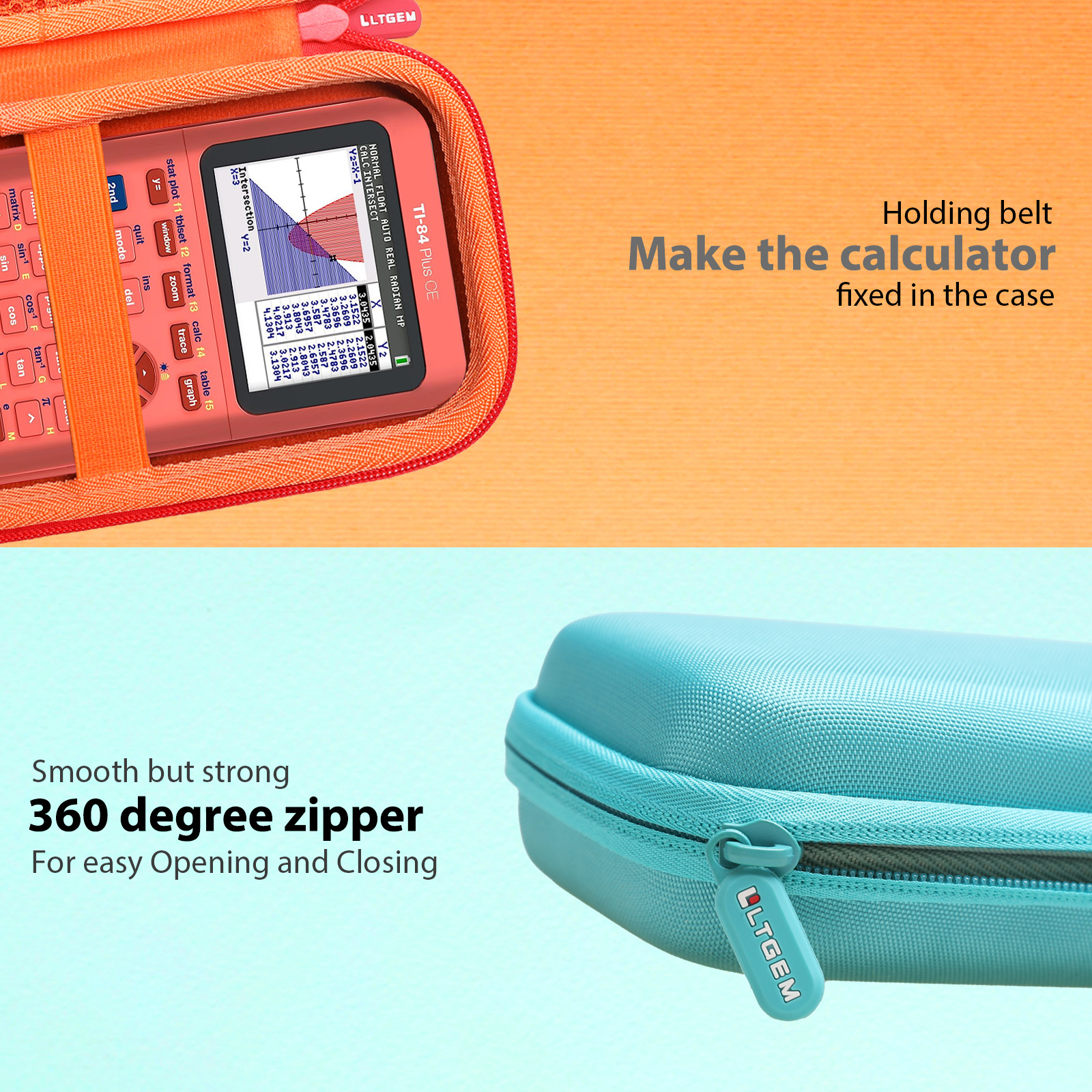 LTGEM EVA Hard Case Compatible with Texas Instruments TI-84 Plus CE//TI-Nspire CX CAS/TI-Nspire CX II/Color Graphing Calculator