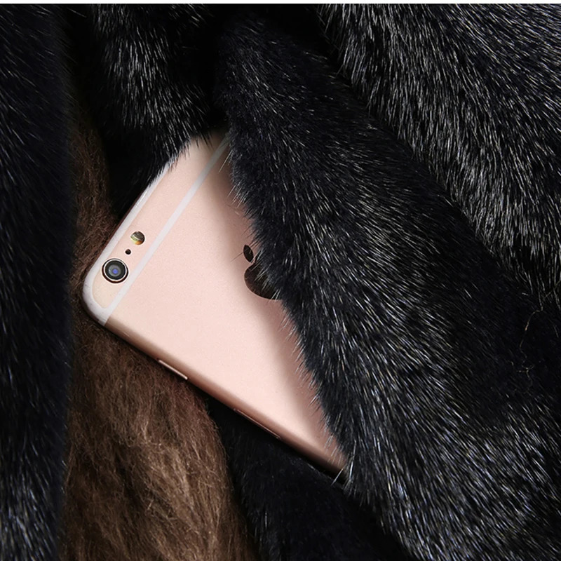 Womens fur coat winter mink coat long hood warm 241107
