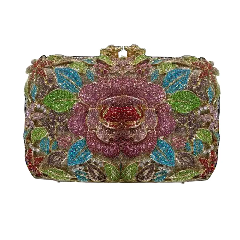 Nigeria elegant ladies evening dress bag wedding party banquet rhinestone handbag ladies crystal clutch