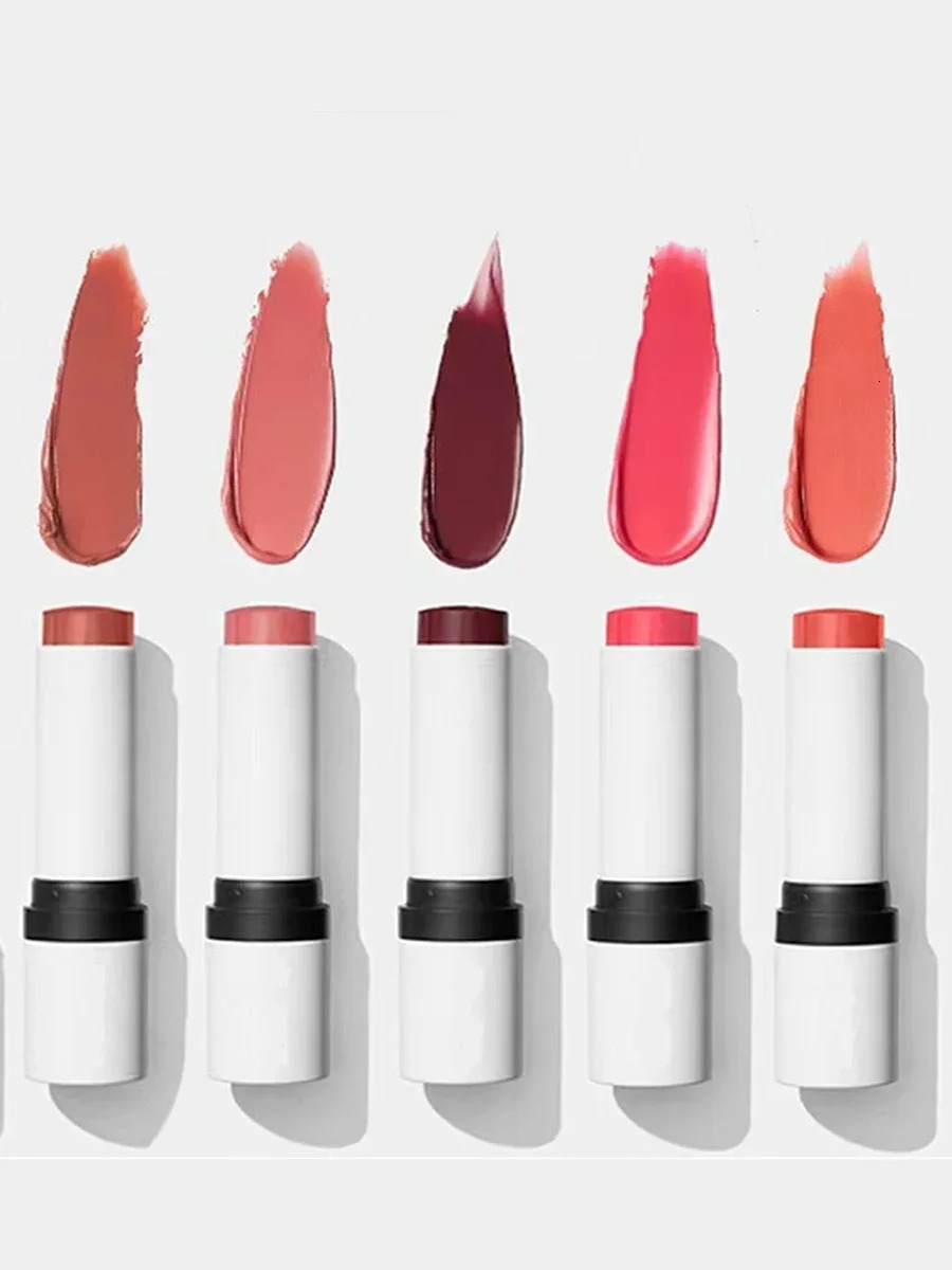 5 color private label powder blusher cream stick customized bulk powder blusher foundation make-up 2 in 1 waterproof powder strip with brush head make