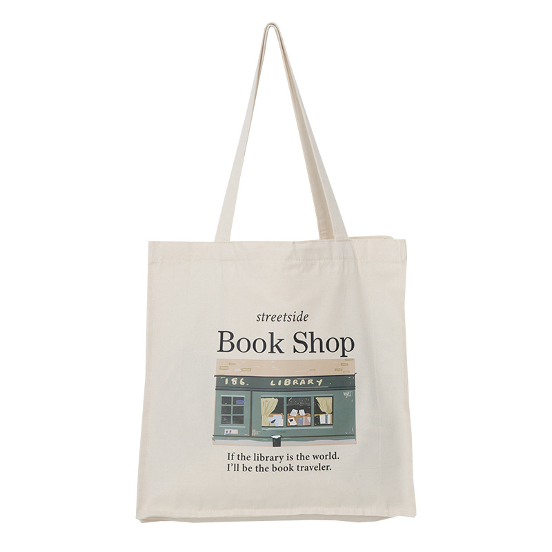 Women Canvas Shopping Bag Library Books Bag Ladies Cotton Cloth Shoulder Bags Eco Handbag Reusable Grocery Shopper Tote For Girl