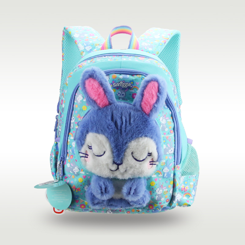 Australia Smiggle original hot-selling children's schoolbag high quality cute blue rabbit plush girl bag 3-6 years old 14 inches