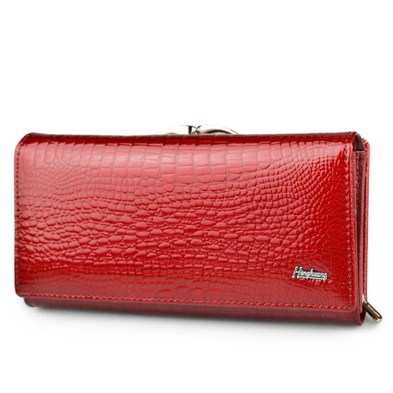 HH Genuine Leather Women's Wallet Alligator Long Hasp Zipper Wallet Ladies Clutch Money Bag New Female Luxury Coin Purses