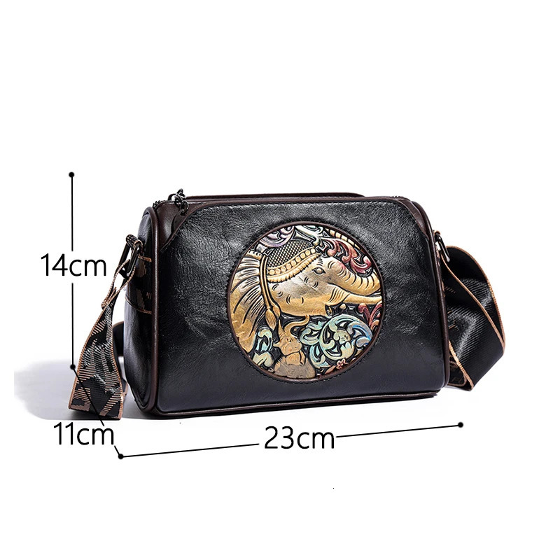 Womens Shoulder Bag Elephant Embroidery Womens Messenger Bag Wallet High Quality Leather Girl Bolsas Sac A Main 241106
