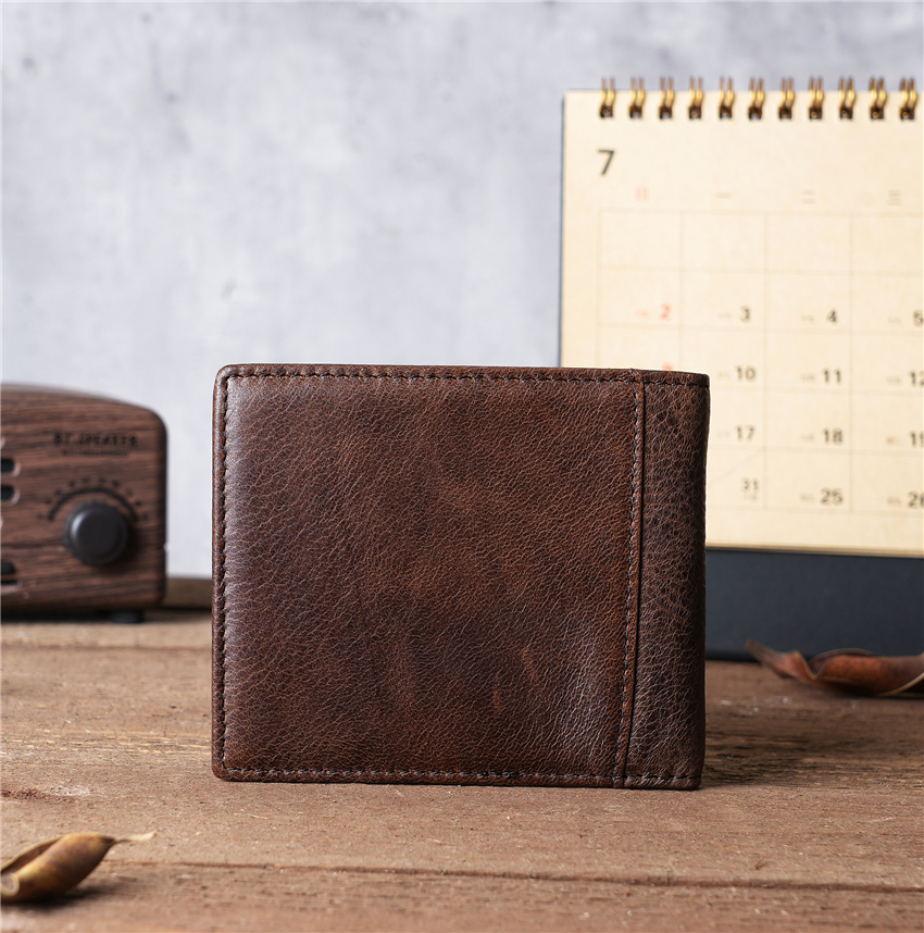 Thin Genuine Leather Man Wallets Credit Card Case ID Holder Short Purse Credential Bag Luxury Business Slim Male Wallet