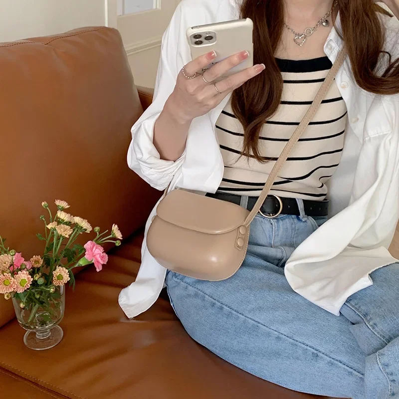 2024 Flap Crossbody Bags Women Mini PU Leather Shoulder Purses and Handbags for Girls Ladies Phone Simple Solid Designer Bag