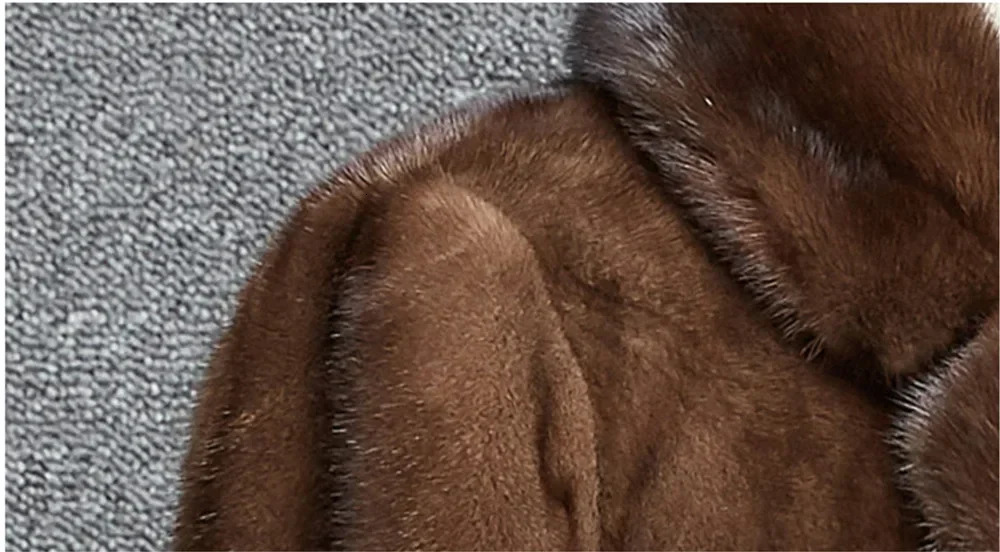 Mens dark brown faux fur warm mink coat with thick collar autumn loose casual jacket 241107