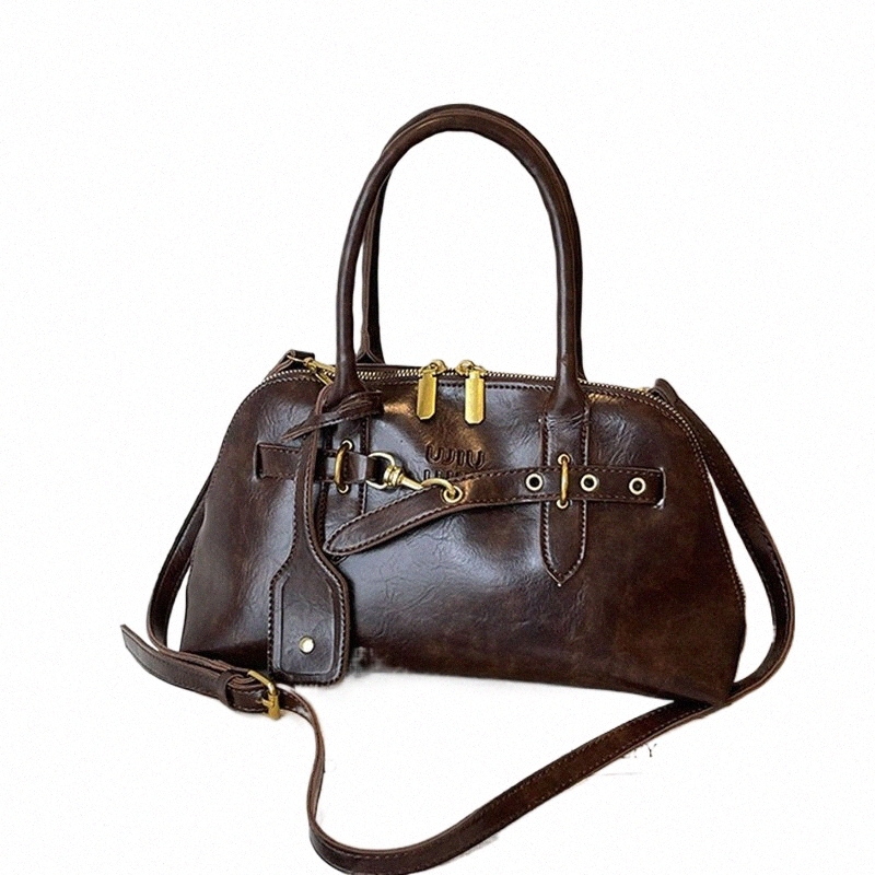 brand Designer Leather Bag High-end Feel Retro Brown Shoulder Bag Versatile Women Crossbody Bag Super Popular Handbag Shell h9QH#