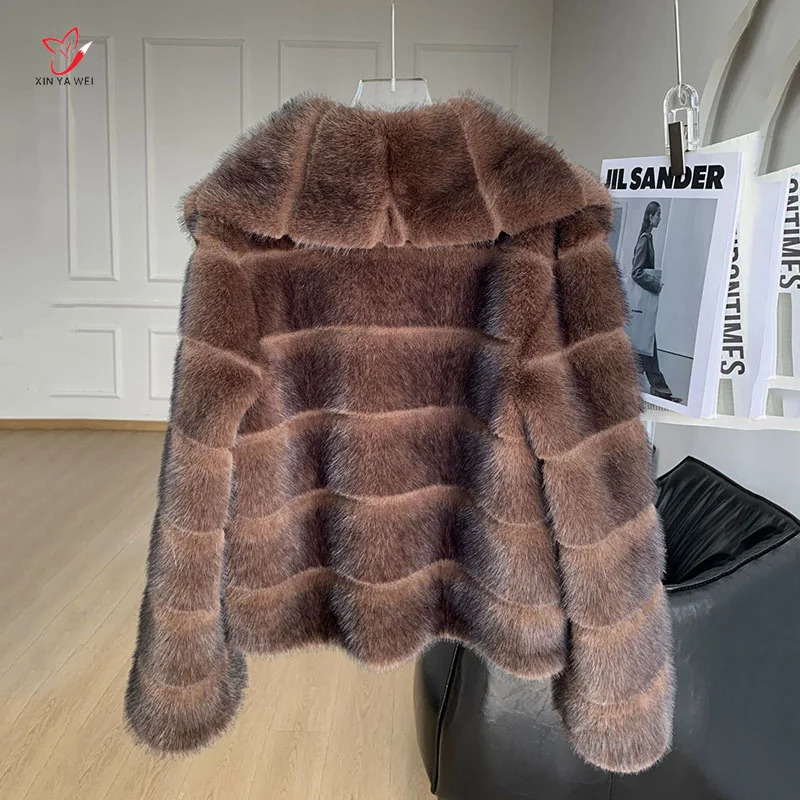 Winter Artificial Mink Coat Wmen Jacket Crystal Hook Street Stryle Warm Coat Artificial Mink Coat Womens 241107