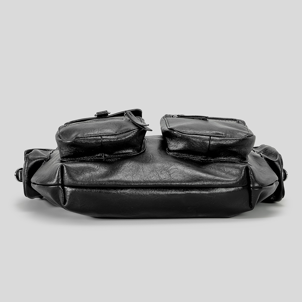 Women Trendy Handbag Large Capacity PU Vintage Underarm Bag Casual Clutch Handbag Solid Color Multi-pockets for Outdoor Travel