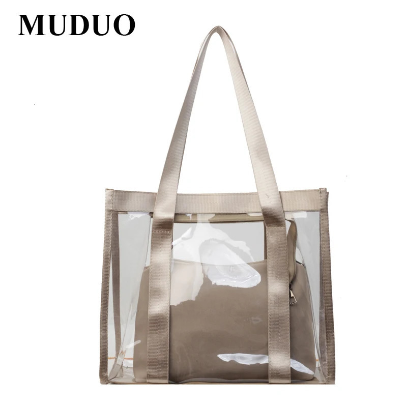 2024 MUDUO Transparent Shopping Handbag Shoulder Plastic Fashion Gift Packaging Wedding Bag Portable Customization 241107