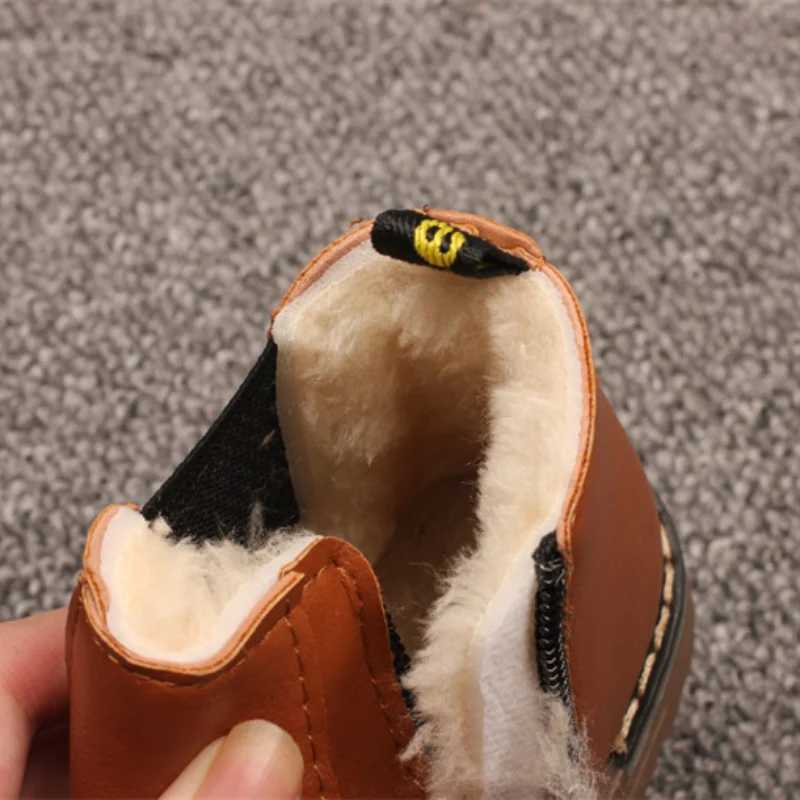 Fashion Boy Girl Short Boots Non-Slip British Sle Boots Childrens Side Zipper Design Single Boots Leather Boots Anti-skidXJ241206