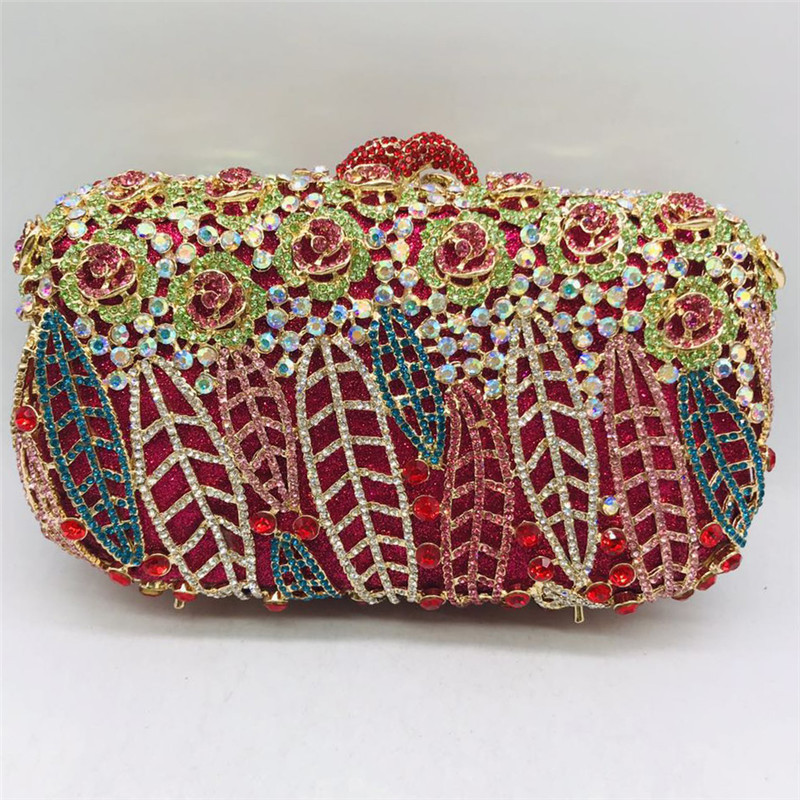 Women Diamonds Clutches Rhinestone Bag Flower Crystals Clutch Luxury Crystal Clutches African Bridal Wedding Party Purses Bags