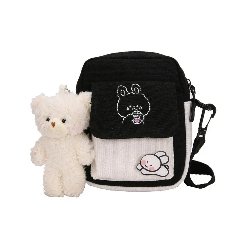 Cute Canvas Phone Handbag Small Rabbit Cartoon Shopping Bag Fashion Female Student Girl Crossbody Shoulder Bags Purse for Women