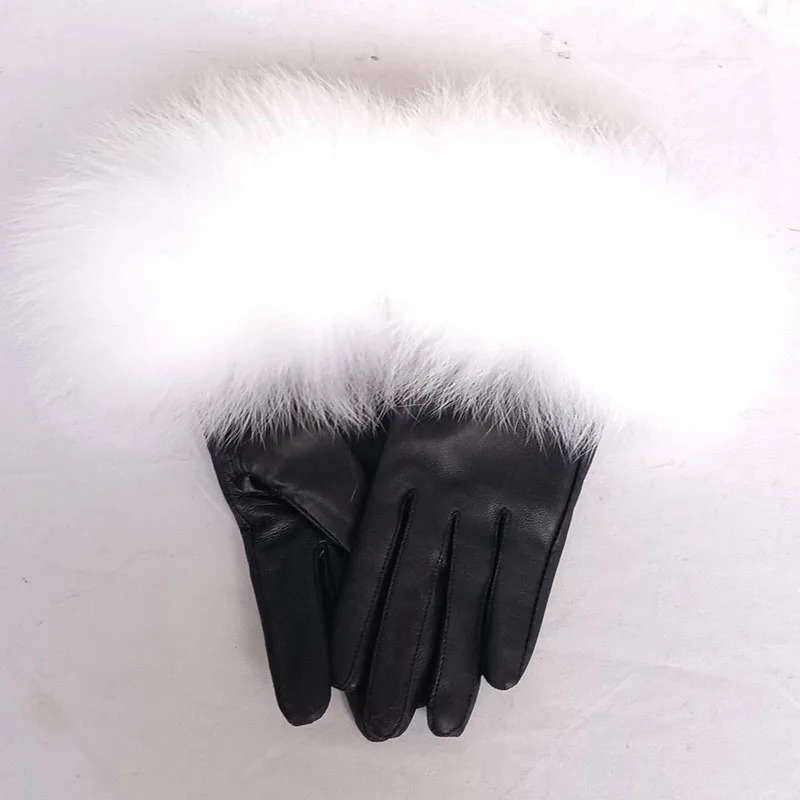 sheepskin womens womens warm winter natural fox fur gloves fashionable warm natural leather hand warmth 241106