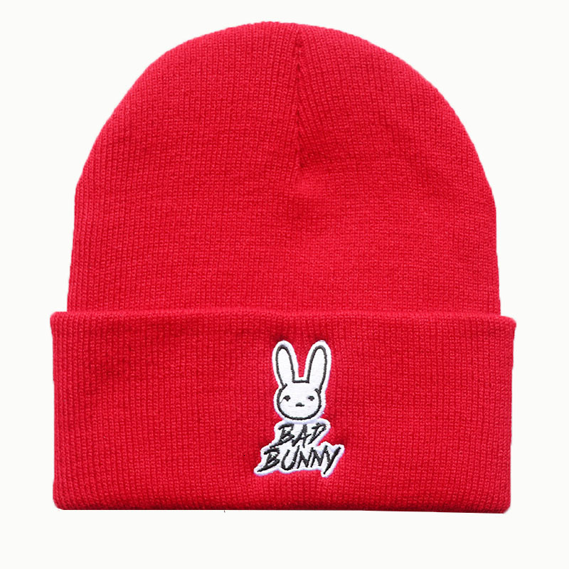 High quality design, Men's and Women's Autumn/Winter Bad Bunny Alphabet Embroidered Hoodie Warm Knitted Hat