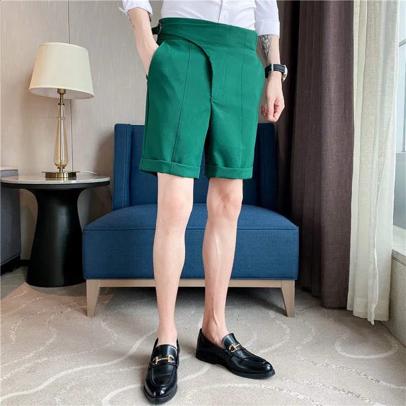 Men Summer Shorts Korean Fashion Business Casual Chino Office Trousers Cool Breathable Clothing S3XL 240407