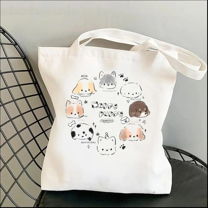 Cute Animal Clock Women Shoulder Bags Kawaii Shopper Shopping Canvas Bag Shoulder Bag Fashion Girl Handbags