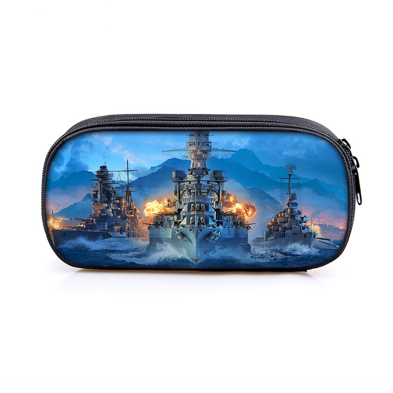 Fighter Plane Battleplane Aircraft Carrier Print Cosmetic Case Pencil Bag Boys Girls Stationary Bags Pencil Box School Case Gift