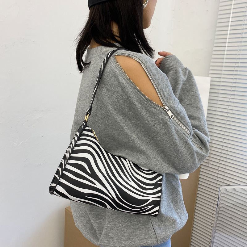 Fashion Zebra Print Women Luxury Handbag PU Simple Underarm Shoulder Bags Female Daily Design Totes Purse Pouch