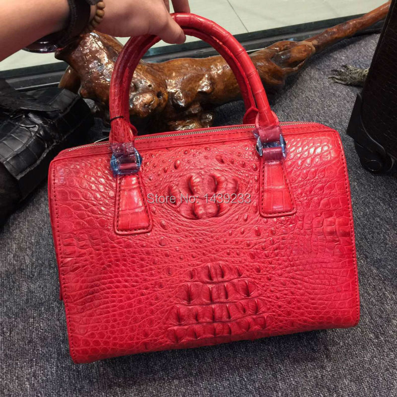 100% Real/Genuine Crocodile Skin Women Tote bag Tote Top-handle Handbag, Crocoidle skin Lady pillow style zip closure handbag