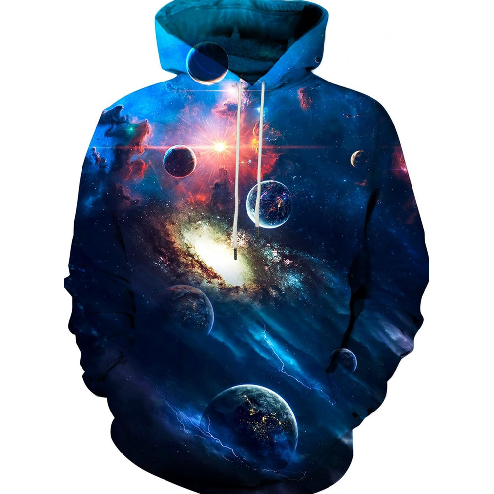 Hoodie for Mens Womens Unisex Adults 3D Printed Fashion Hoodies for Men Women Pullover Novelty Sweatshirts with Big Pockets Graphic Cool Starry Sky Pl