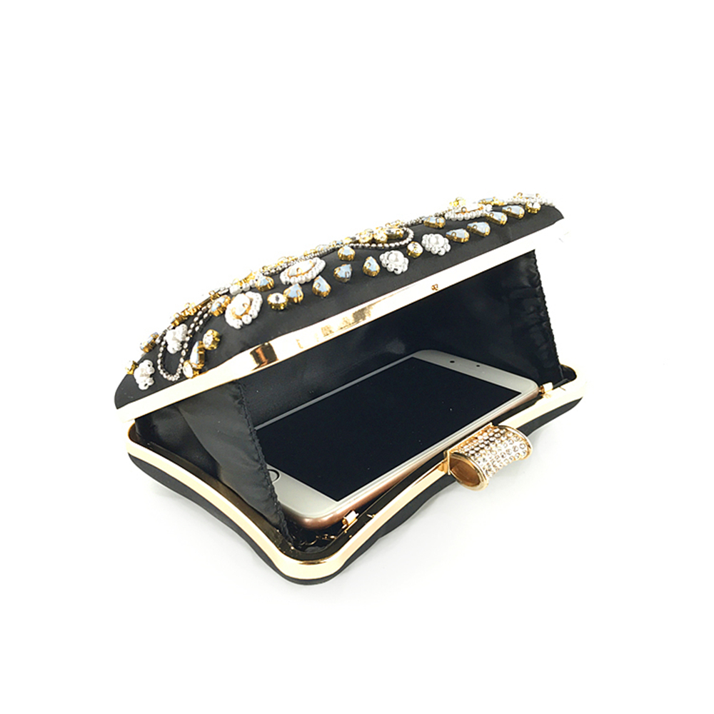 BaoYaFang Women Luxury Black Crystal Handbags Party Evening Bags woman Wedding bag for bride Chain Shoulder Bags Day Clutches