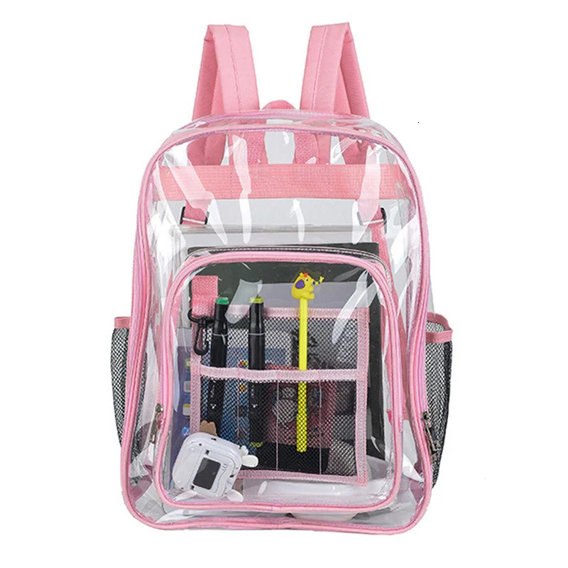 Transparent PVC set waterproof backpack unisex large capacity backpack solid transparent backpack couple fashion backpack er 241106