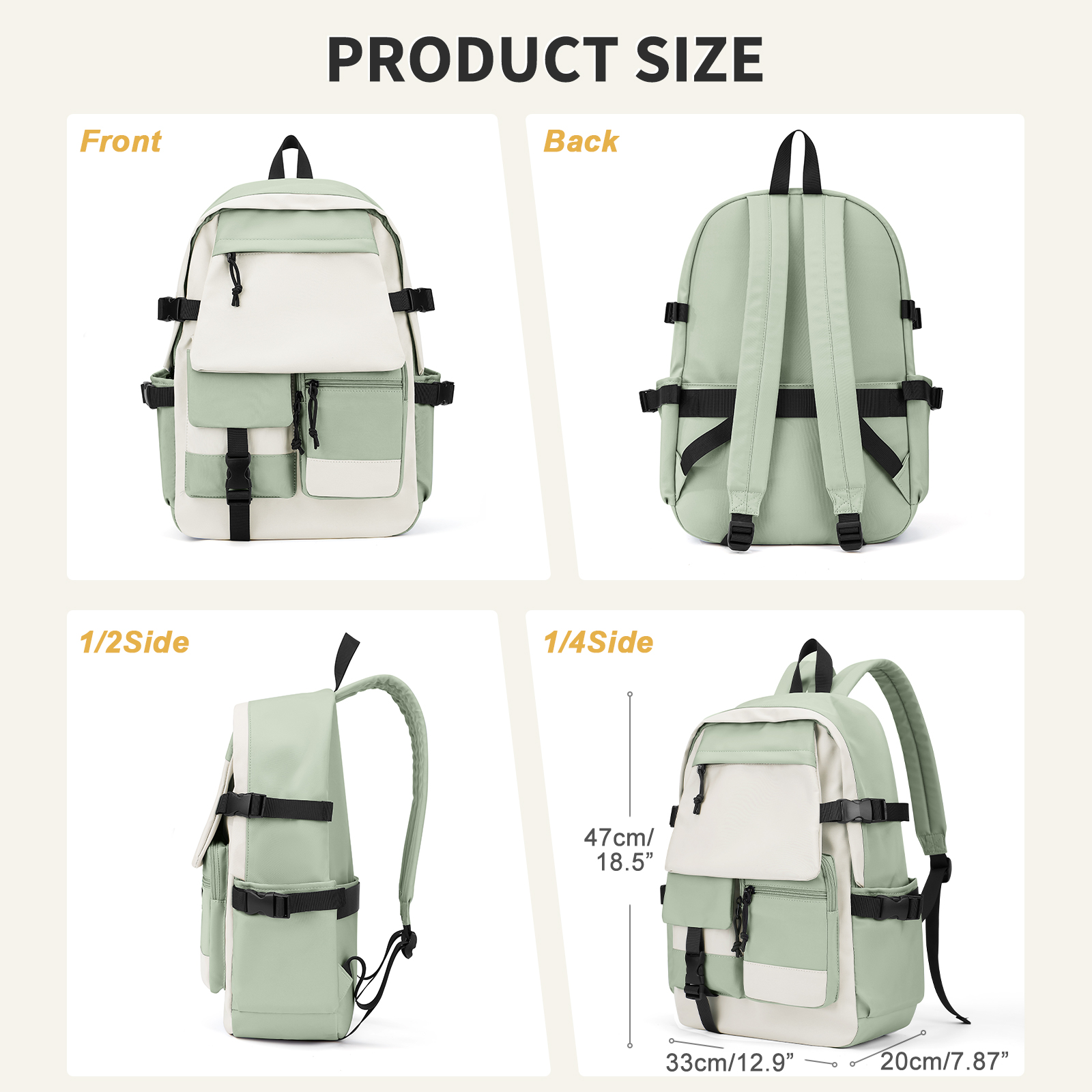 School Backpack for Girls Canvas Bag Waterproof Trendy Travel bag Casual Daypack Bookbag Kawaii Children's Backpack Schoolbag