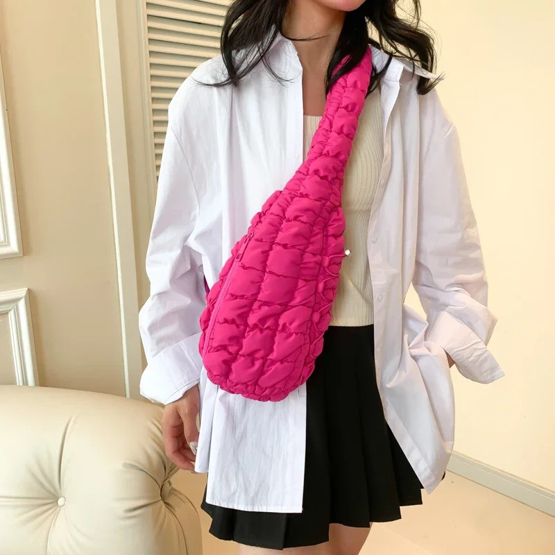 Nylon Folding Cloud Handbag Fashion and Simple Shoulder Drop Womens Mini Bag - Bubble Diamond Cross body Bag 241106