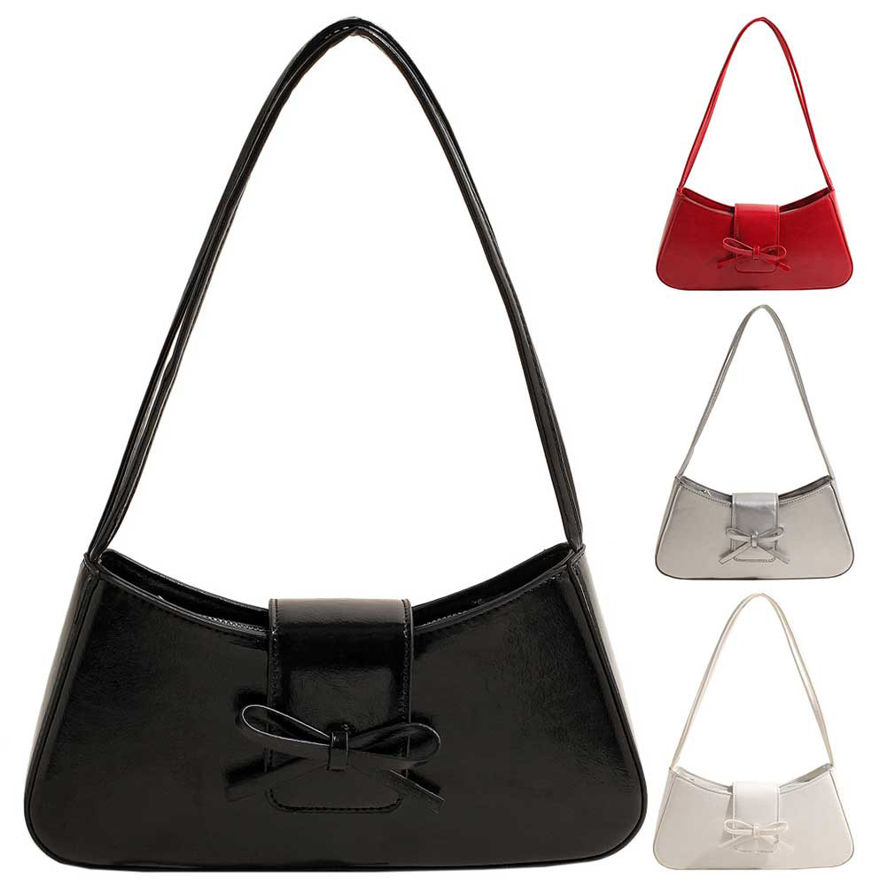 Women Leisure Armpit Handbag PU Leather Fashion Shoulder Purse Solid Color Travel Underarm Handbag Female Dating Bag