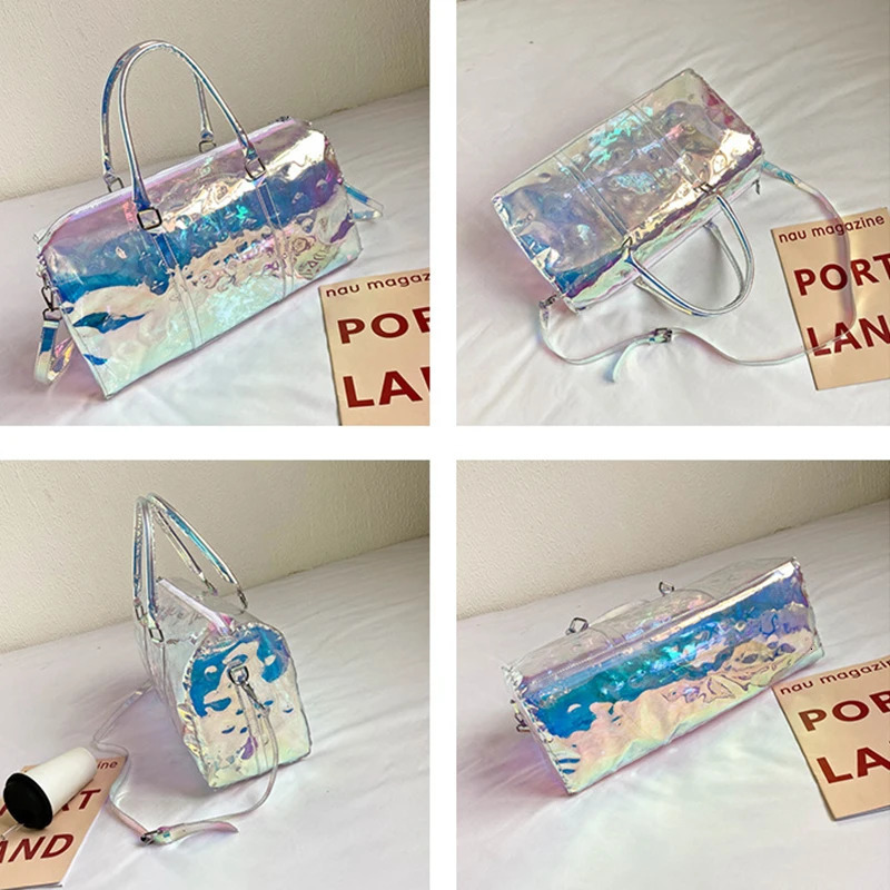 New Designer Bag For Women Transparent Travel Casual Laser Colored Luminous Handbag Outdoor Large Capacity Sports Festival Bag