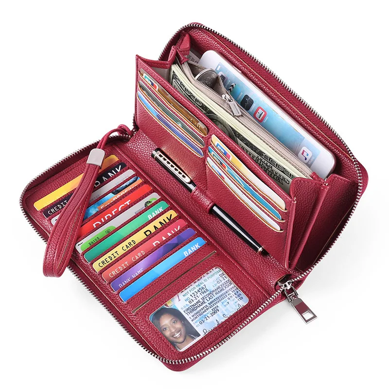 Women's Long Wallet for Men Women RFID Blocking Clutch Organizer Zipper Wallets Leather Business ID Credit Card Holder Purses