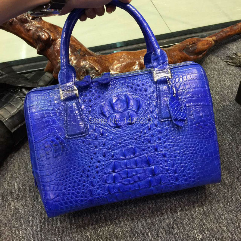 100% Real/Genuine Crocodile Skin Women Tote bag Tote Top-handle Handbag, Crocoidle skin Lady pillow style zip closure handbag