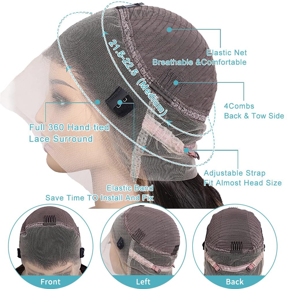 Silver grey straight lace front wig 13x4 hd lace frontal wigs or women ash blonde glueless wig full natural raw brazilian human hair wigs