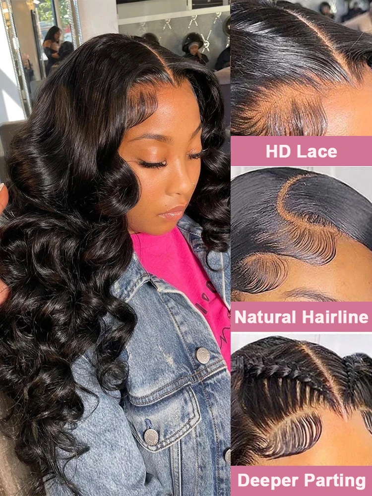 Free shipping Peruvian Soft 13x4 Loose Deep Wave Front Human Hair Wigs for Women Remy Black /red/blonde HD Transparent Lace Frontal Wig