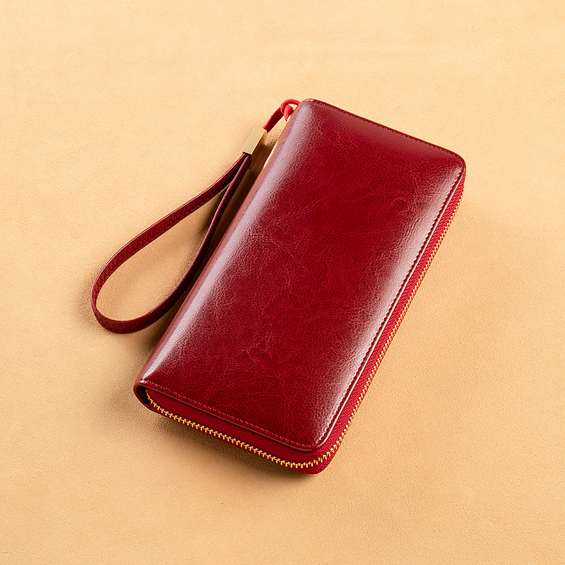 Women‘s Genuine Leather Wallets Female Clutch Zipper Coin Purse Card Holder Certificate Fashion Ladies Wristband Phone Hand Bag