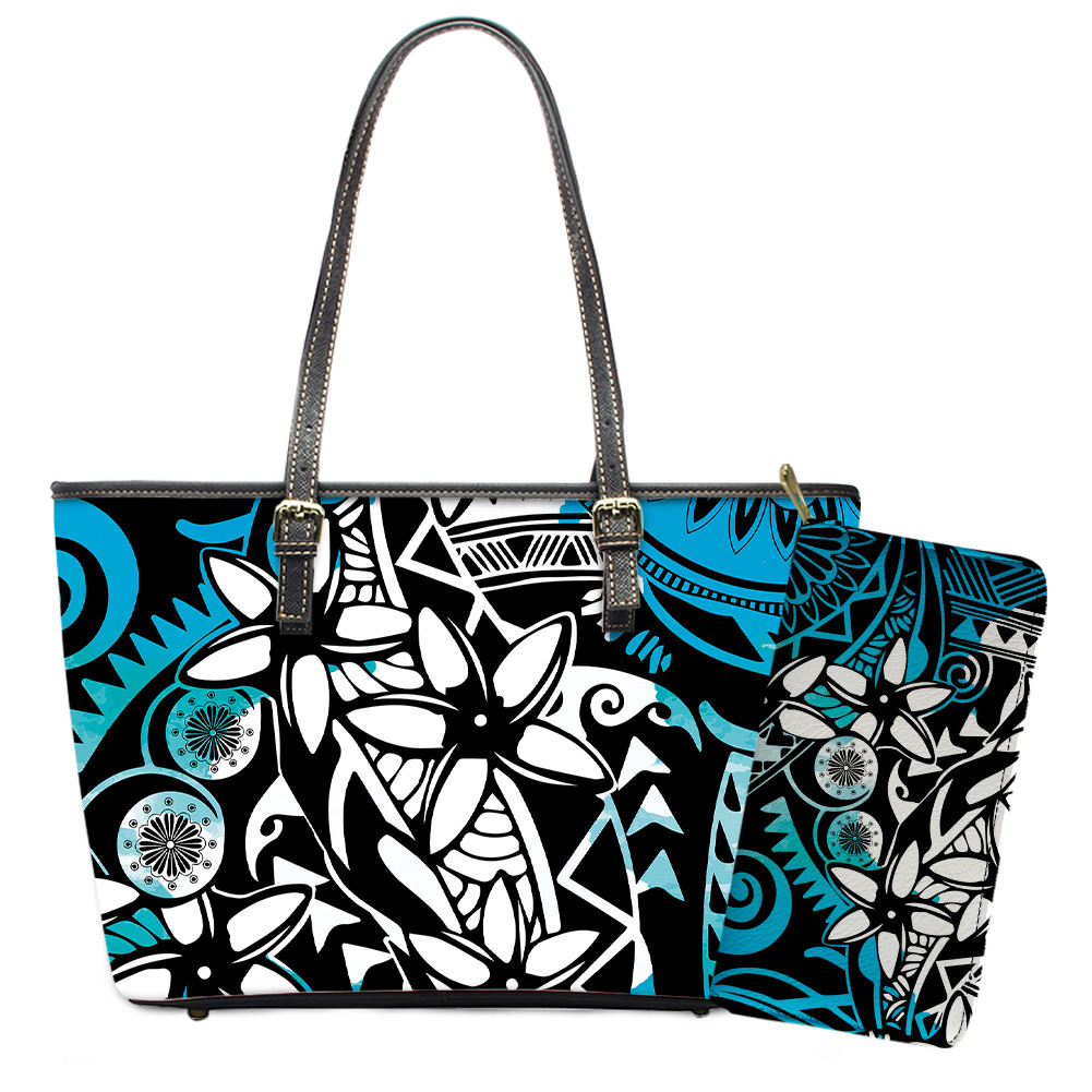 Noisydesigns Gradient Tops Polynesian Plumeria Printing Female PU Shoulder Bag With Wallet Femme Trendy Shoulder Crossbag Bolsa