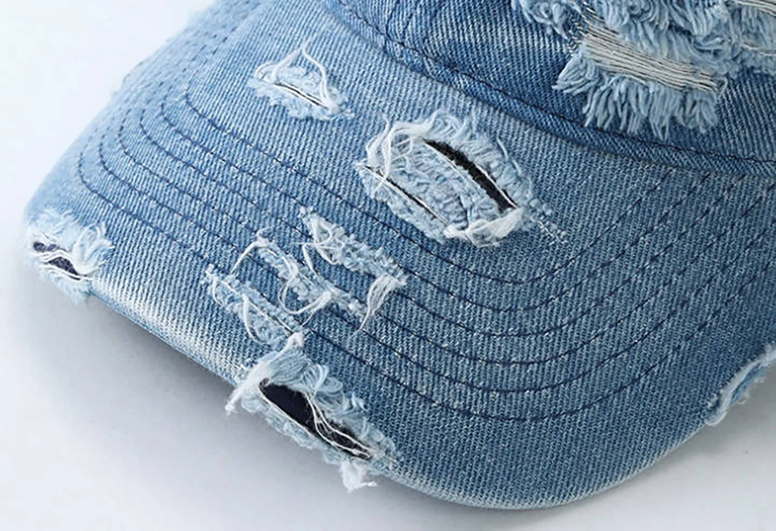 Baseball cap retro unisex sports casual sun denim fashion Dilapidated hip-hop mens denim hat Casquette 241107