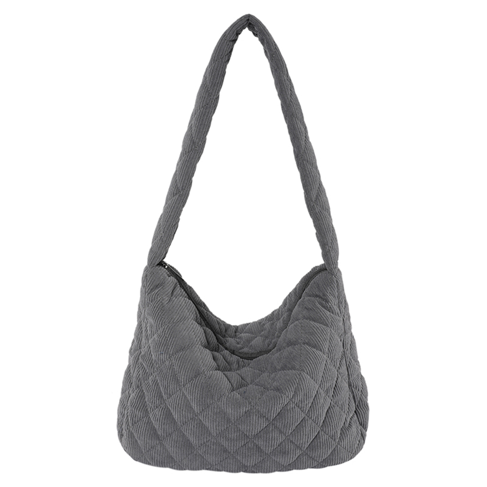 Women Underarm Bag Corduroy Quilted Shoulder Bag Large Capacity Shoulder Bag Trendy Bag for Daily Office Use Solid Color Handbag