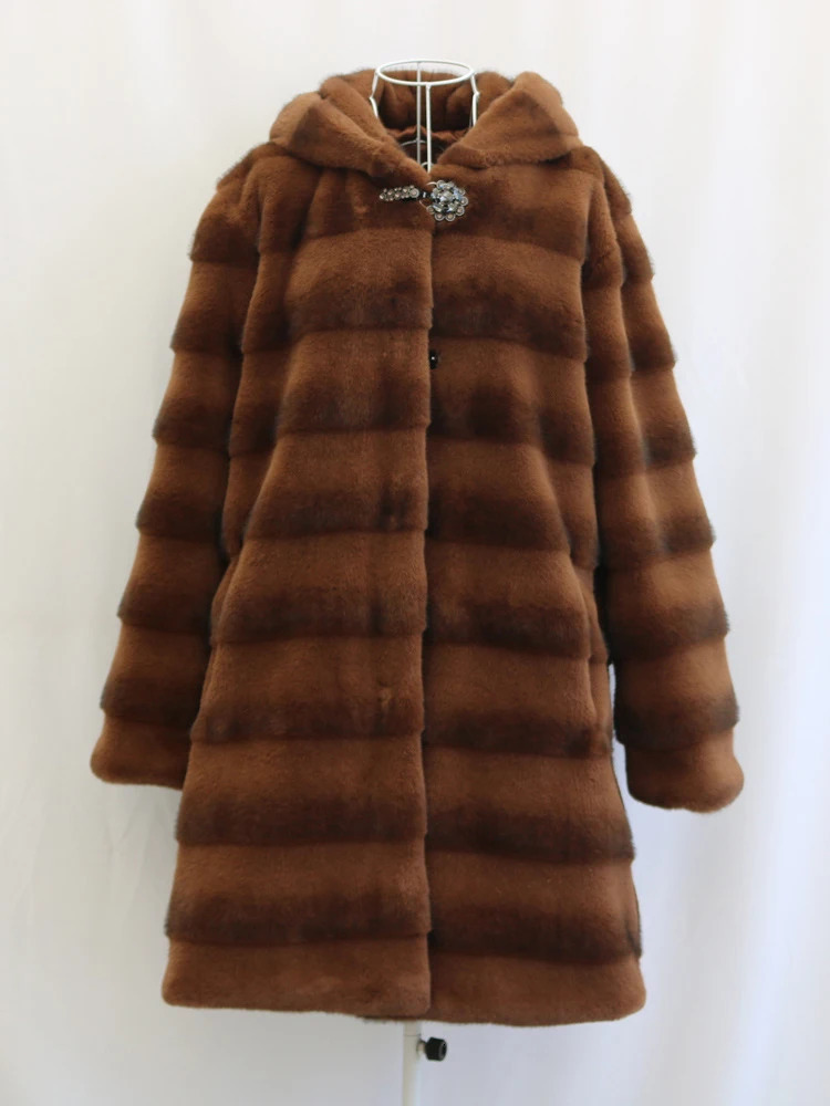 EOEN Fashion Womens faux fur coat hooded button loose thick faux mink jacket Winter Trend 241107