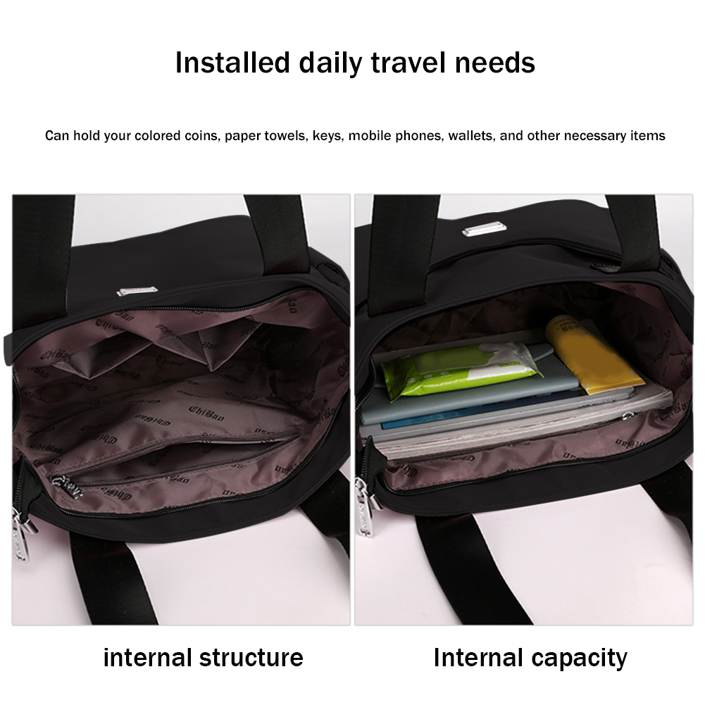 Female Hand Bag Nylon Commute Bag Multi-Pockets Large Capacity Casual Fashion Portable Simple Elegant for Weekend Vacation